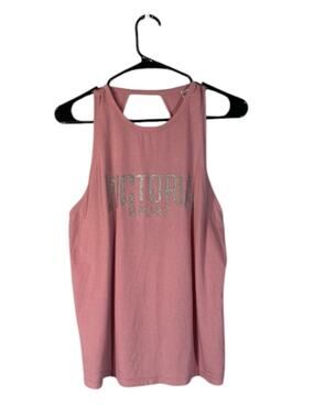 Victoria Sport Women’s Pink Athletic Tank Top with Silver Front Logo Size XS